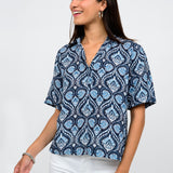 LINEN BLEND POPOVER TOP