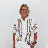 Rows Of Embroidery Top
