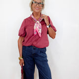 Faux Suede Poof Sleeve Top