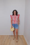 Paisley Ruffle Sleeve Blouse