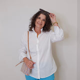 3/4 Sleeve Ribbon Trimmed Shirt