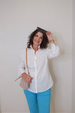 3/4 Sleeve Ribbon Trimmed Shirt