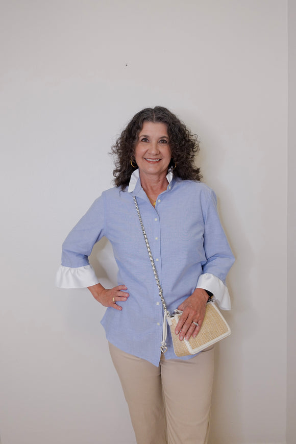 Oxford Ribbon Shirt w/ Trim