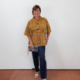 Faux Suede Embroidered Capelet / Top