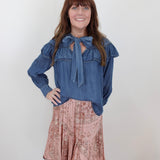 Denim Bow Top