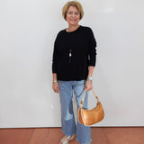 Oversized Pullover W/ Roll Edge Neck Trim