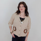 V-Neck Cardigan W/ Horseshoe Motif
