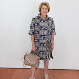 Embroidered Denim S/S Dress