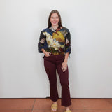 Floral Cinched Sleeve Pop Over Top