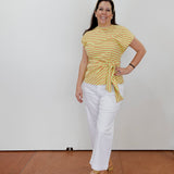 Striped Cinched Waist Tee - TresChicTexas