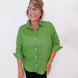 Linen Ruched Sleeve Shirt