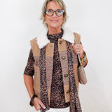Woven Fur Button Up Vest