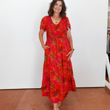 Ruched Top S/S Maxi Dress