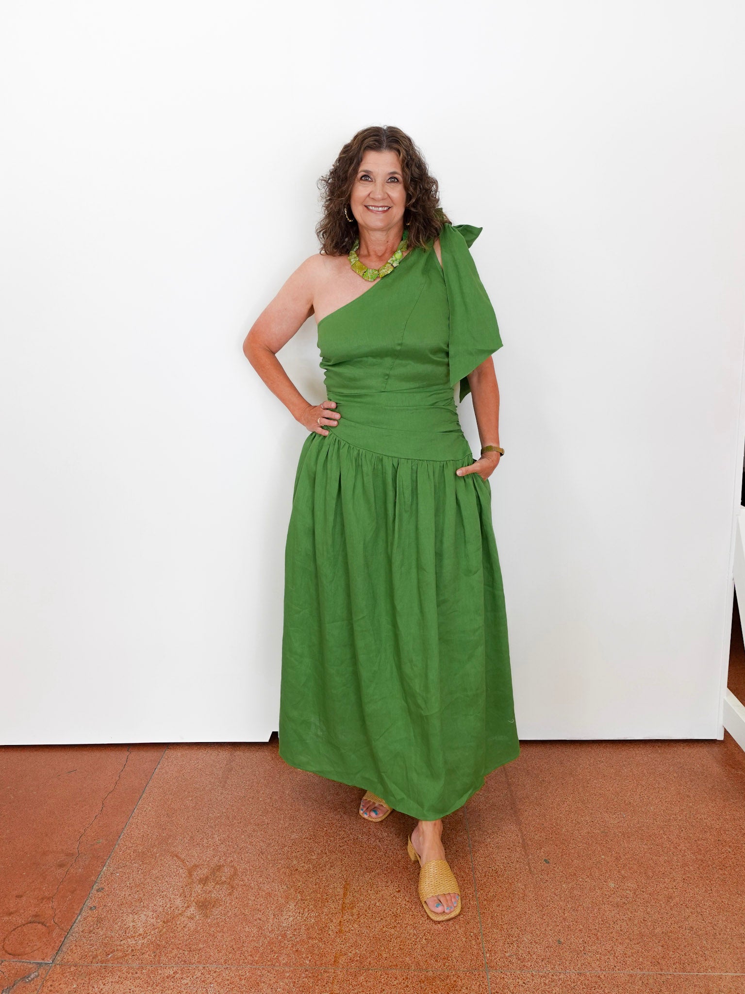 Linen One Shoulder Maxi Dress - TresChicTexas
