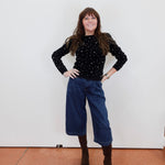 Long Puff Sleeve Crew Neck Sweater W/ Pearls - TresChicTexas