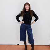 Long Puff Sleeve Crew Neck Sweater W/ Pearls - TresChicTexas