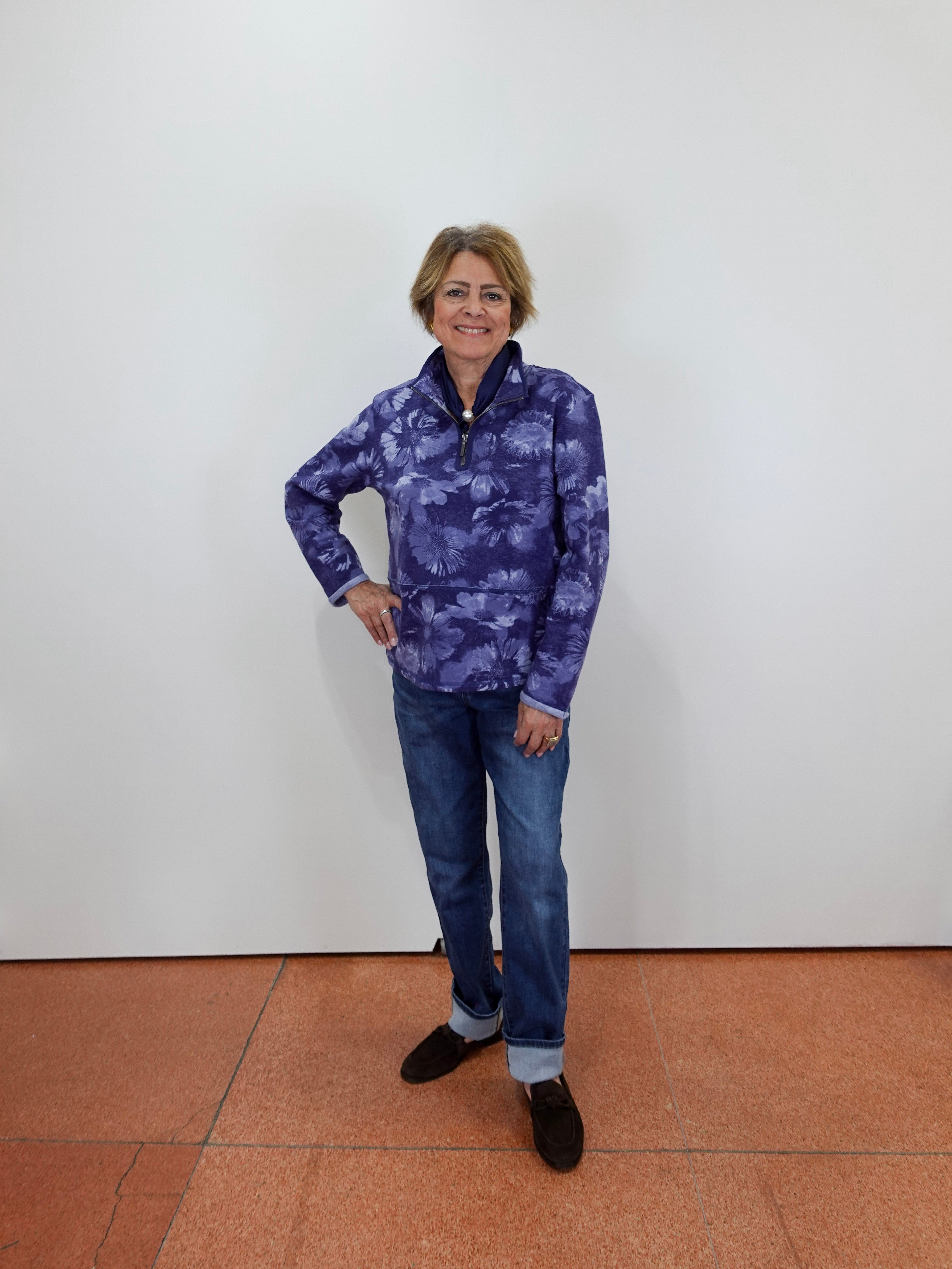 Floral Fleece Quarter Zip PullOver - TresChicTexas