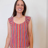 Flutter Sleeve Woven Top W / Ties
