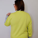 L/S COLOR BLOCK MOCK NECK TOP