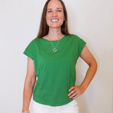 Cap Sleeve Crew Neck Top