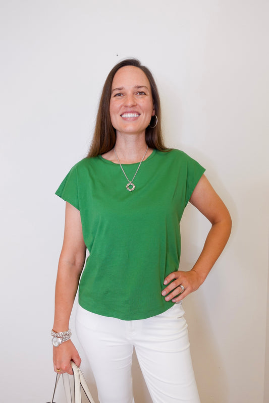 Cap Sleeve Crew Neck Top