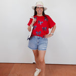 Americana Sparkle Bow Tee - TresChicTexas