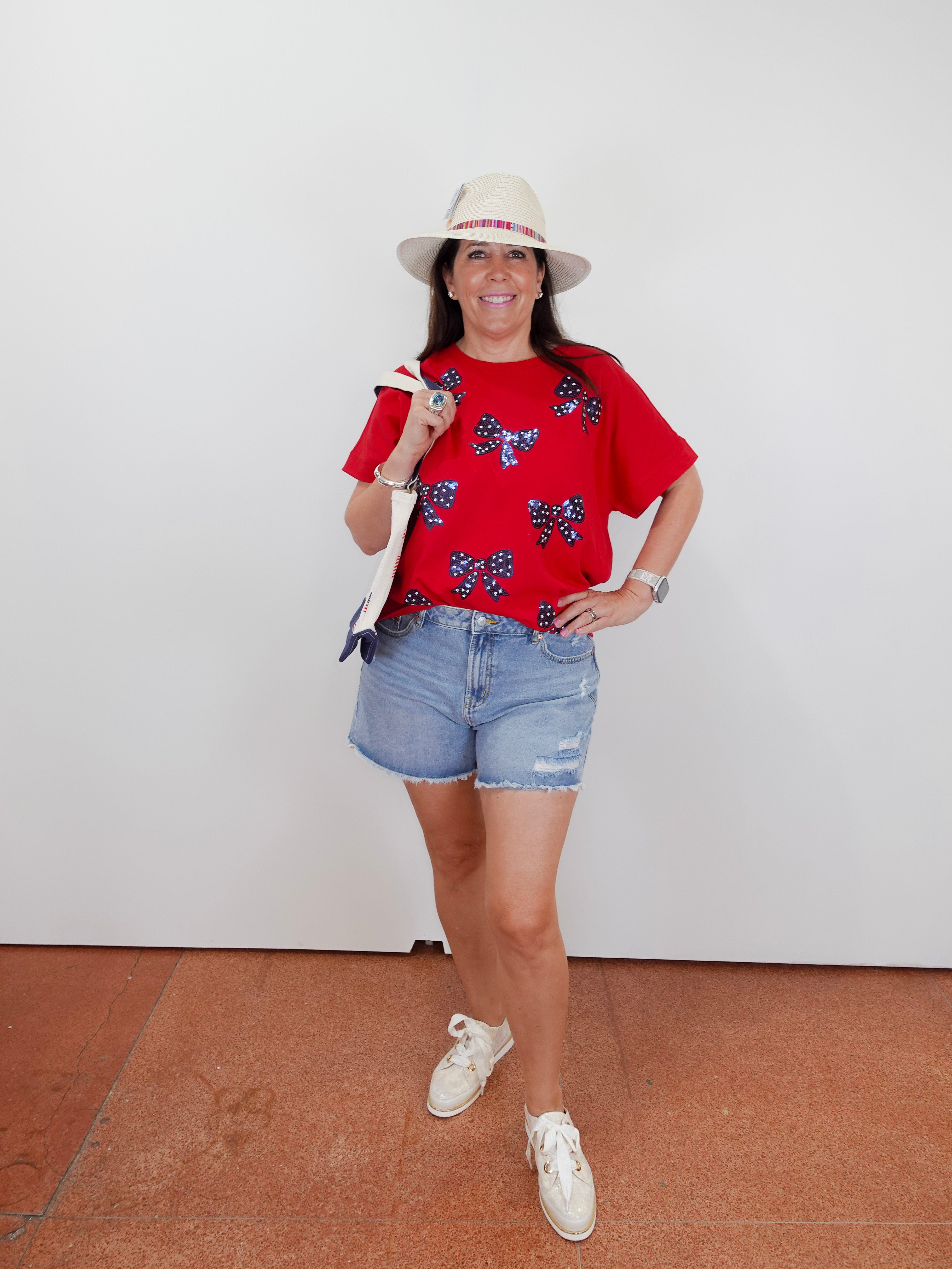 Americana Sparkle Bow Tee - TresChicTexas