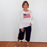 Flag Open Knit Coverup Sweater