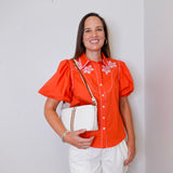 Puff Sleeve Embroidered Blouse