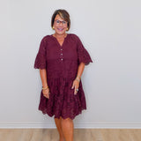 Mixed Pattern Eyelet Dress