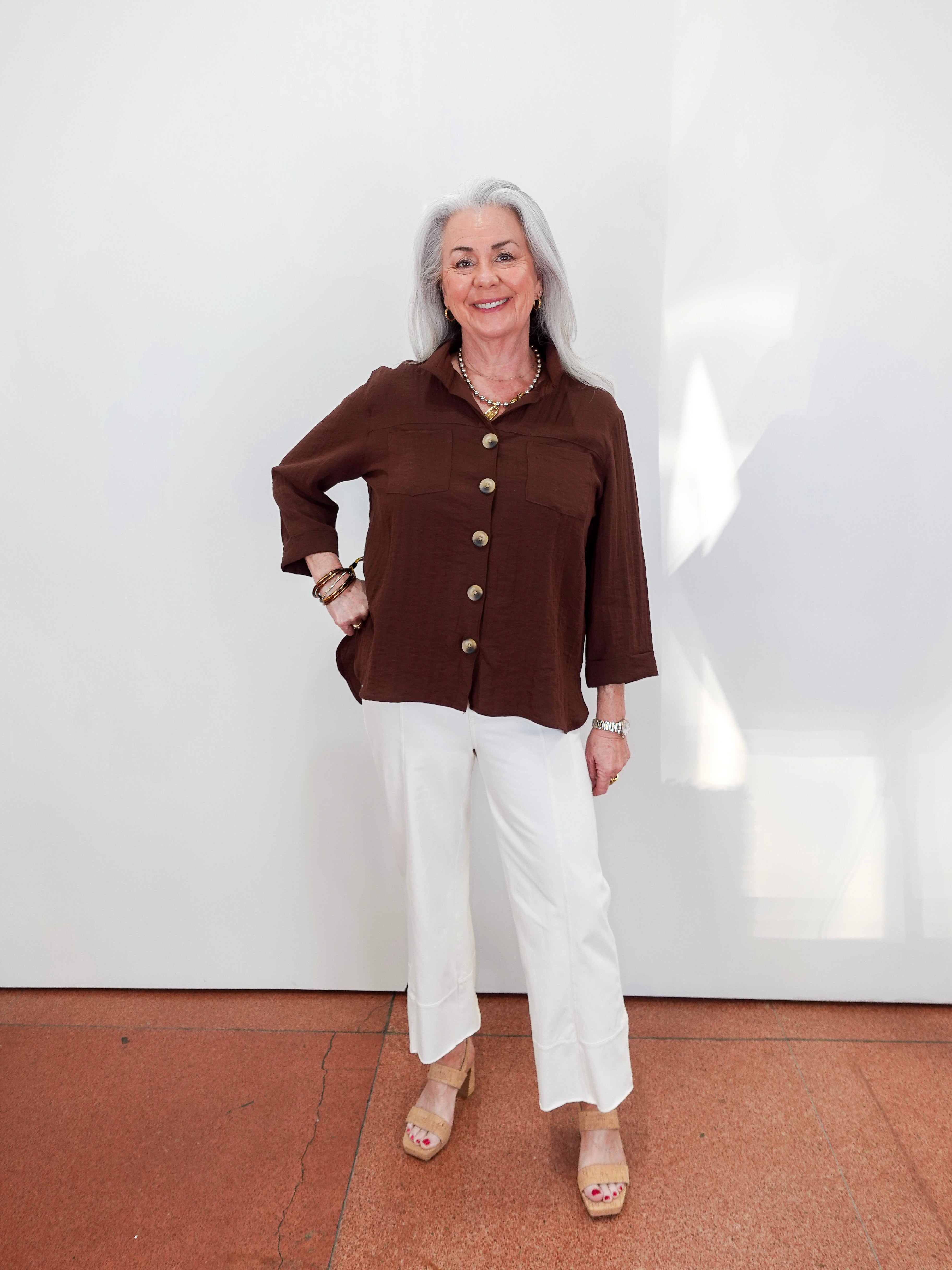 3/4 Sleeve Button Down Blouse - TresChicTexas