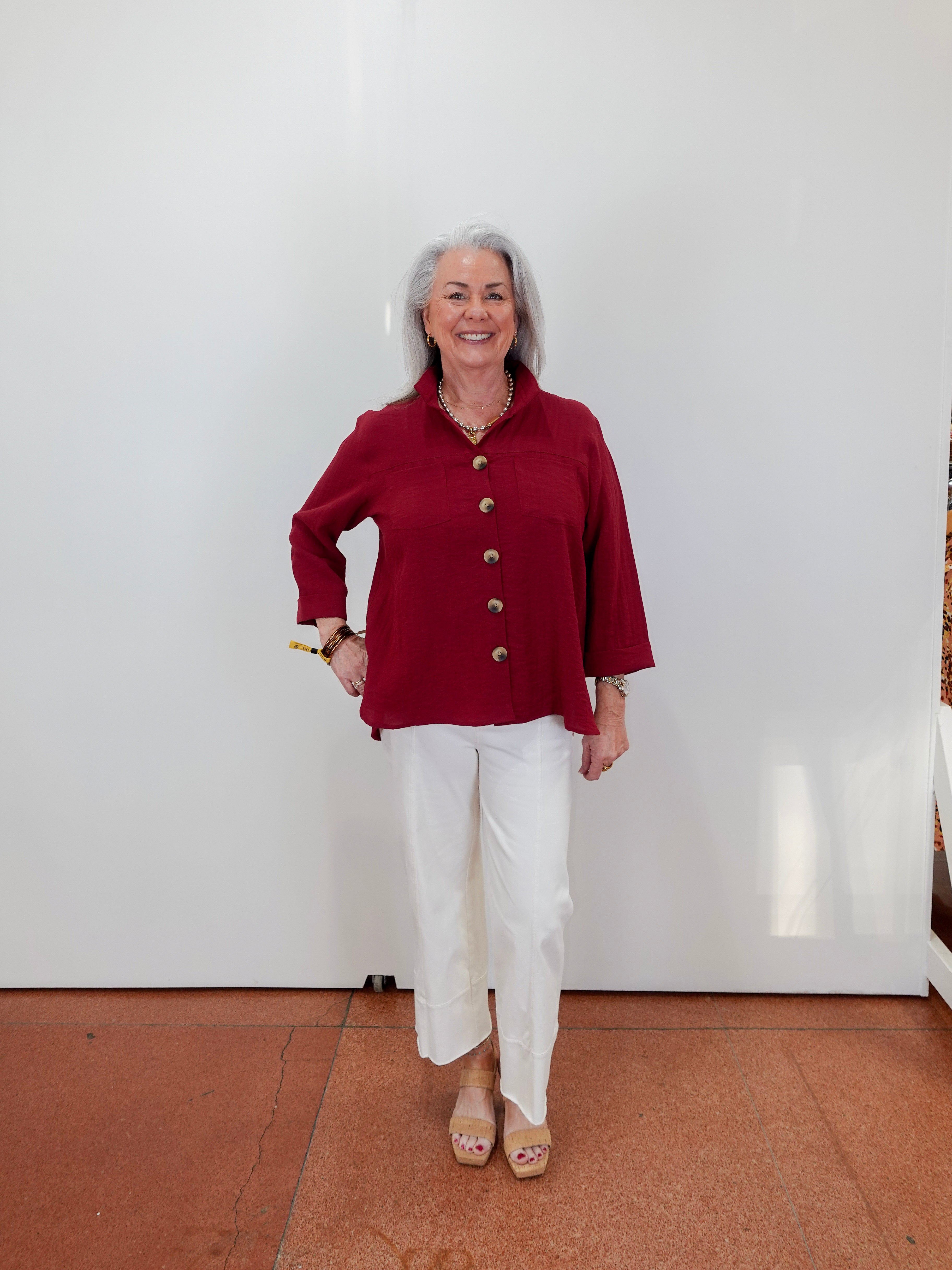 3/4 Sleeve Button Down Blouse - TresChicTexas
