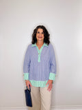 MIXED STRIPE POPOVER TOP