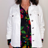 BUTTON FRONT JACKET W/ POCKETS & RUCHED SLEEVES