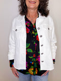 BUTTON FRONT JACKET W/ POCKETS & RUCHED SLEEVES