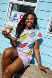 MULTI COLORED HOT DOG TEE