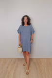S/s Side Button Linen Dress