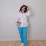 3/4 Sleeve Ribbon Trimmed Shirt