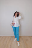 3/4 Sleeve Ribbon Trimmed Shirt