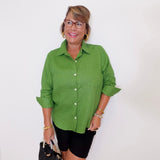 Linen Ruched Sleeve Shirt