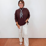 High Neck Jewel Pull Over Sweater