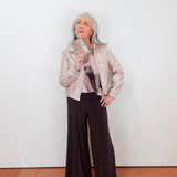 Metallic Leatherette Bomber Jacket