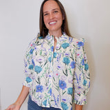 3/4 Sleeve Floral Blouse