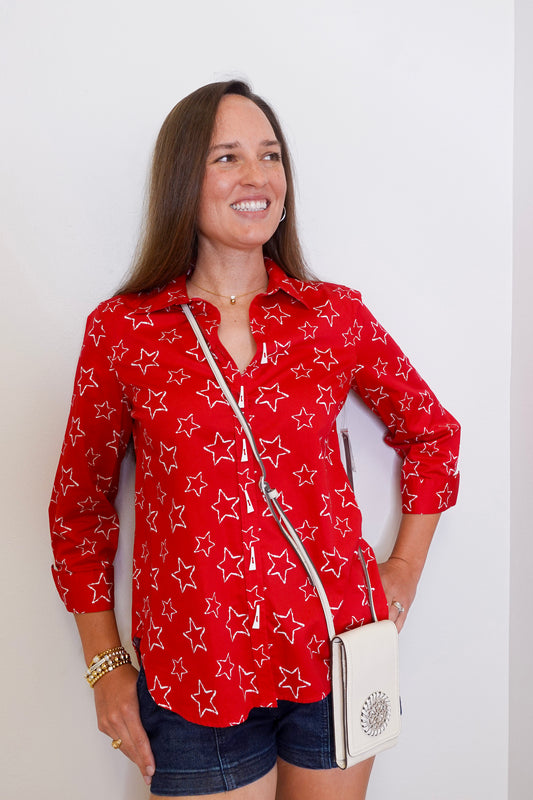 3/4 Slv Button Front Tunic