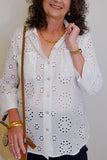 EMBROIDERED EYELET BLOUSE