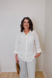 LINEN BLEND TUNIC BLOUSE