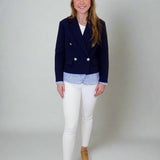 DBL BREASTED BLAZER W/ ATTACHED SHIRT CUFF