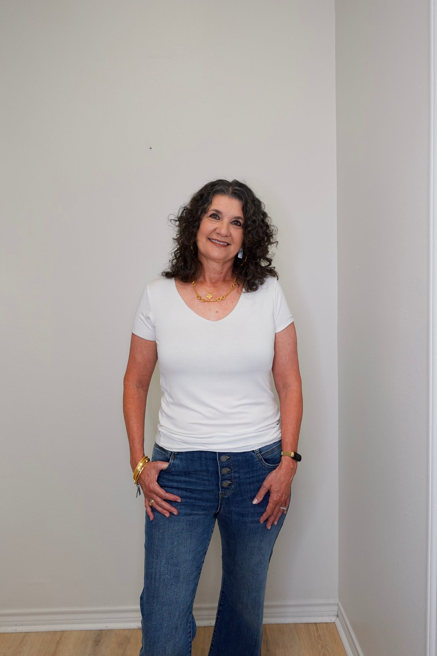 Scoop Neck Lurex Trim Tee