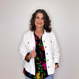 BUTTON FRONT JACKET W/ POCKETS & RUCHED SLEEVES