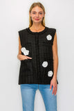 JENNIFER TWEED VEST W/ FLOWERS